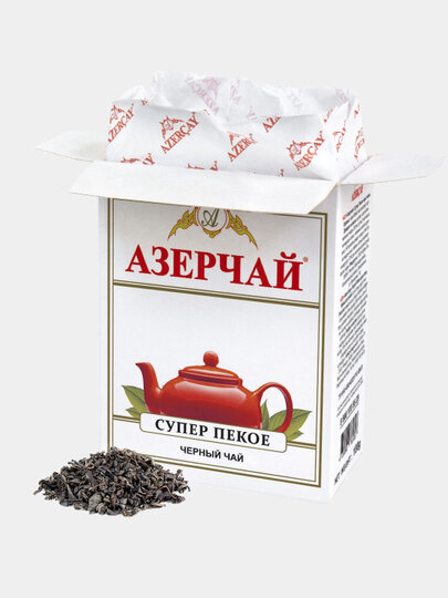 Чай Азерчай "SUPER PEKOE", Шри-Ланка, черный, листовой, 100г, 30шт, картонная упаковка — фото 1