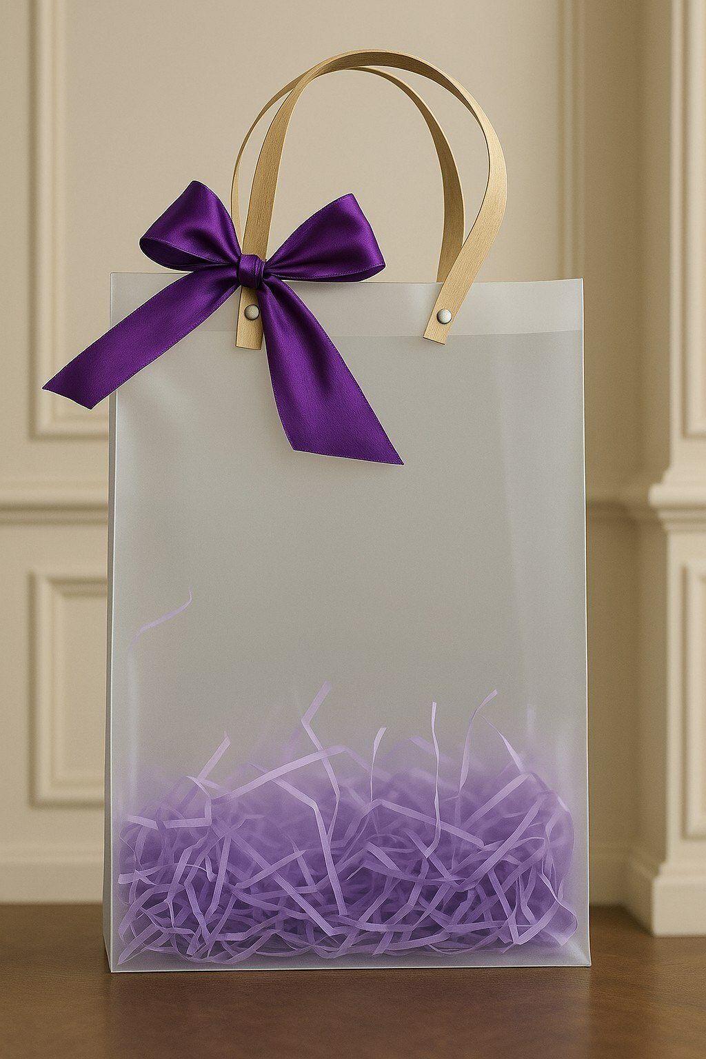 Подарочная упаковка - яркий светодиодный фонарь, соломинка, бант