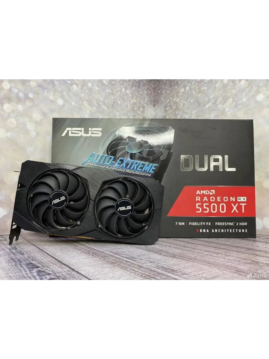 Видеокарта Asus RX 5500XT, 8 GB, GDDR6, двухвентиляторная, 2 выхода HDMI/DisplayPort