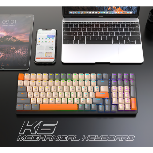 Клавиатура беспроводная механическая русская Wolf K6 игровая с подсветкой Hot Swap для компьютера ноутбука 6554₽