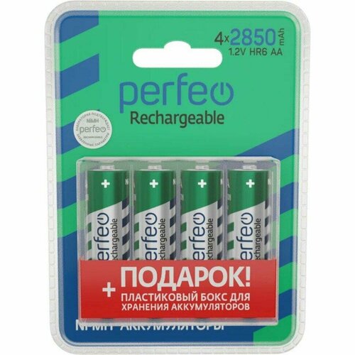 Аккумулятор Perfeo AA 2850mAh Ni-Mh BL4 Box PFAA2850/4BL+BOXPL, 4шт.