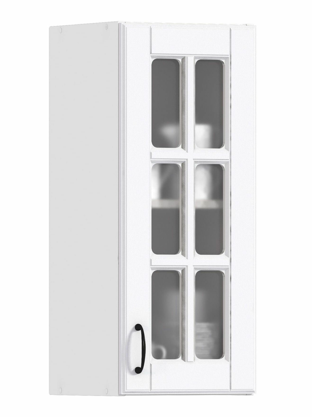 Кухонный модуль навесной столплит Регина РП-30 со стеклом Белый/Белый матовый 30х72х30 см.