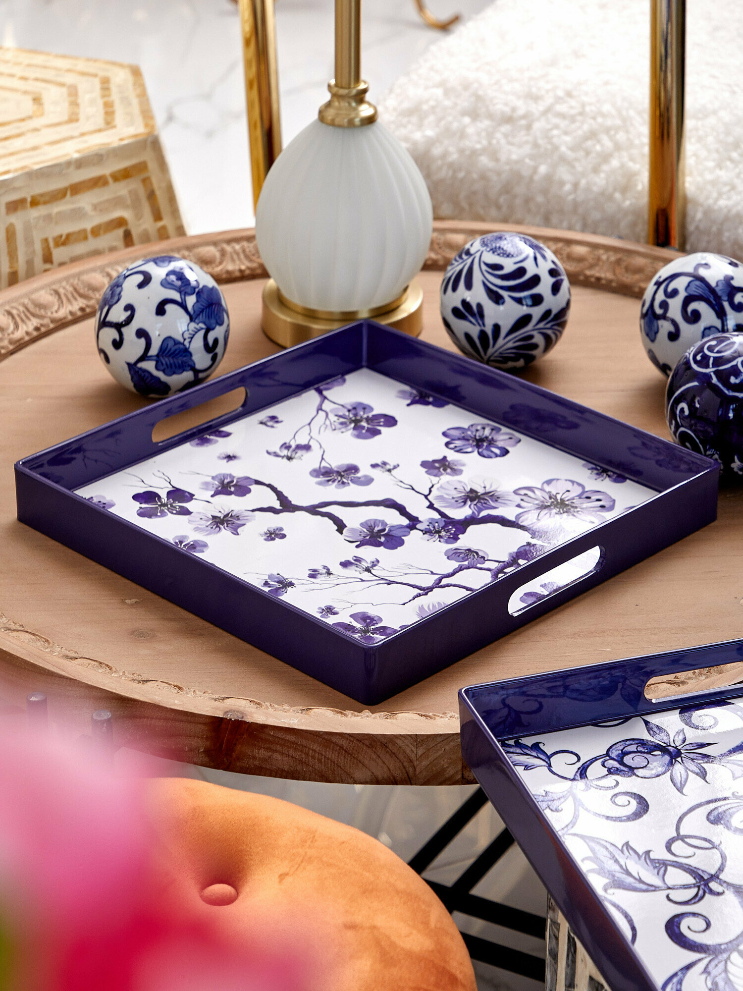 Поднос Glasar AV48724/1, декоративный, с ручками, пластик, 35 см x 35см x 4см