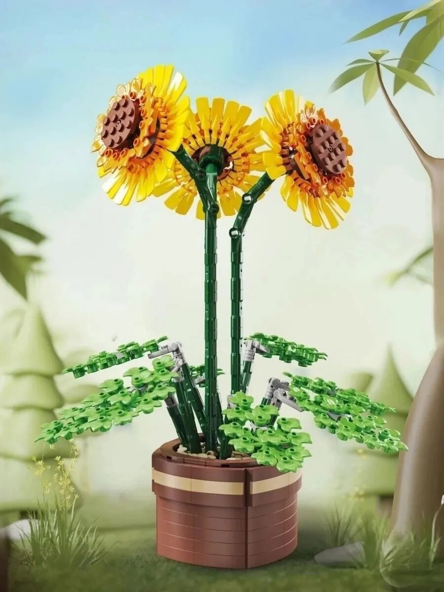 Конструктор из мини-блоков Подсолнухи