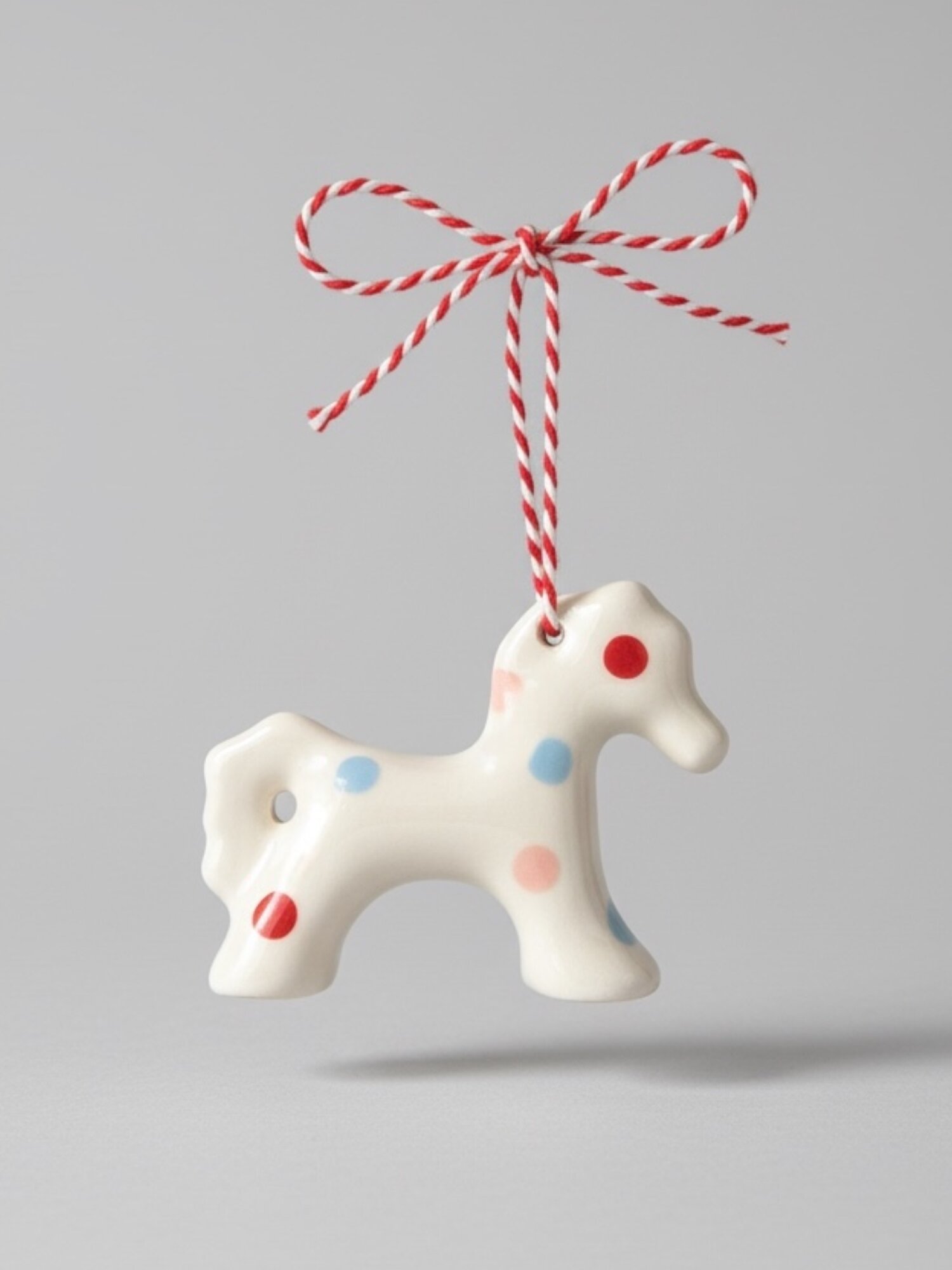 Ёлочная игрушка ручной работы «Лошадка 3д», белая в розово-голубую точку, 8,5 см
