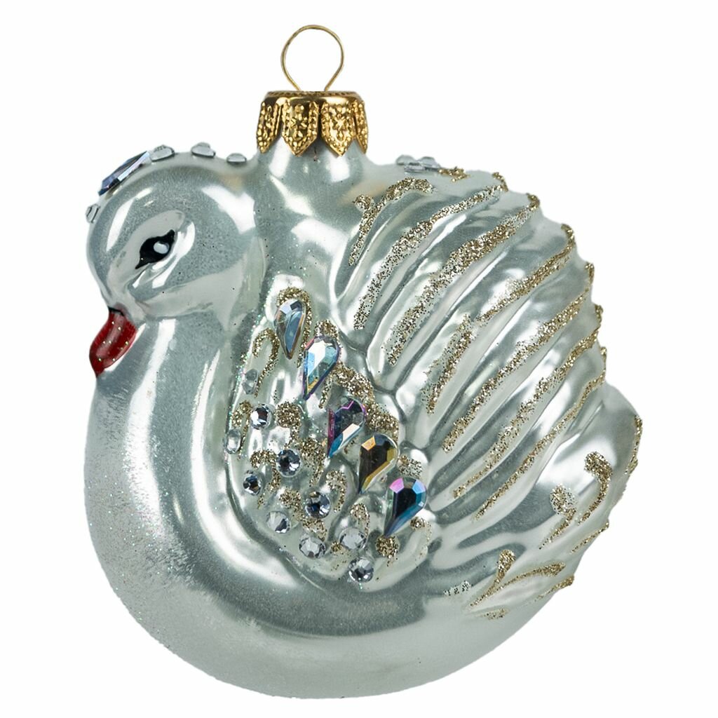 Елочная игрушка фигурка стеклянная "Одетта-1" 8,9х5,4х10,3см, ручная художественная роспись, подарочная упаковка