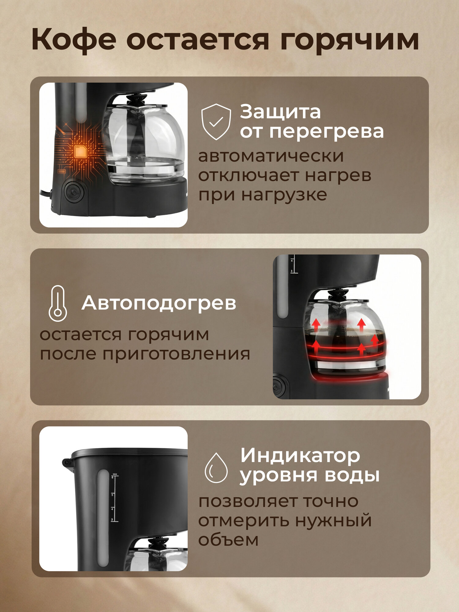 Кофеварка капельная с подогревом электрическая 600 мл NORMANN ACM-225 — фото 1