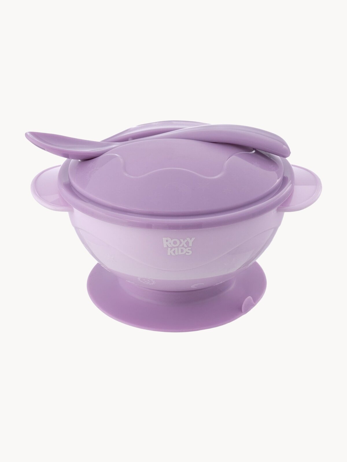 Набор для кормления ROXY-KIDS тарелка на присоске крышка и ложка цвет лавандовый