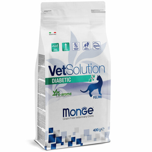 Сухой корм для кошек Monge VetSolution Cat Diabetic, диета для кошек диабетик, 400 г