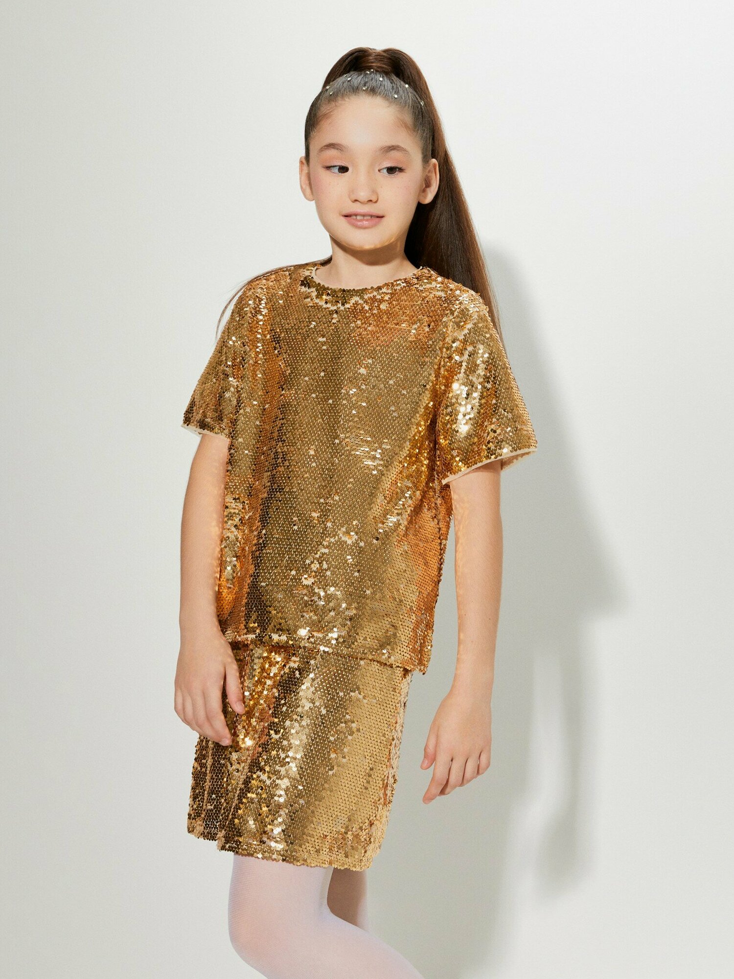 Блузка с коротким рукавом ACOOLA Jastinblouse золотой для девочек 128 размер