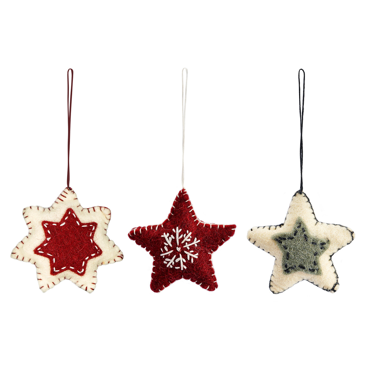 Елочные игрушки звезды из фетраChristmas stars набор украшений на елку из коллекции New Year Essential Tkano TK23-NY_SET0012