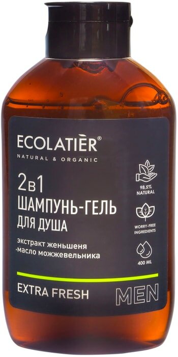 Шампунь-гель для душа Ecolatier Extra Fresh Men 2в1 400мл