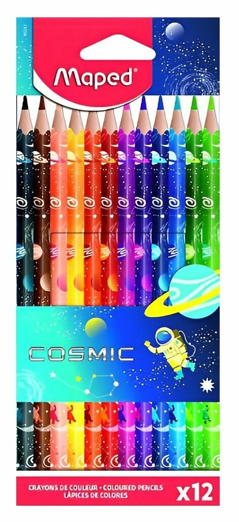 Maped Набор цветных карандашей, Color Peps Cosmic, трехграные, деревянные, 12 цветов