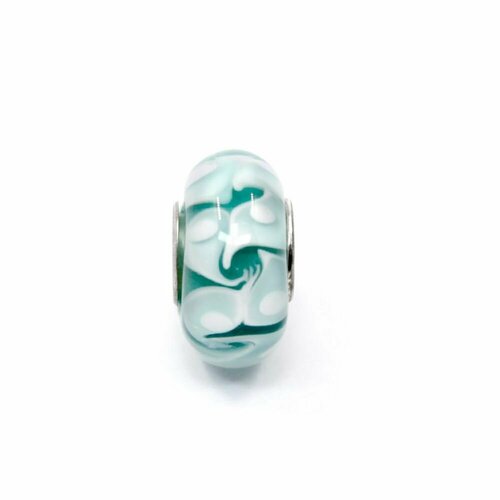 Шарм Handinsilver ( Посеребриручку ) Подвеска-шарм из муранского стекла Lampwork зеленый (1шт), муранское стекло, голубой