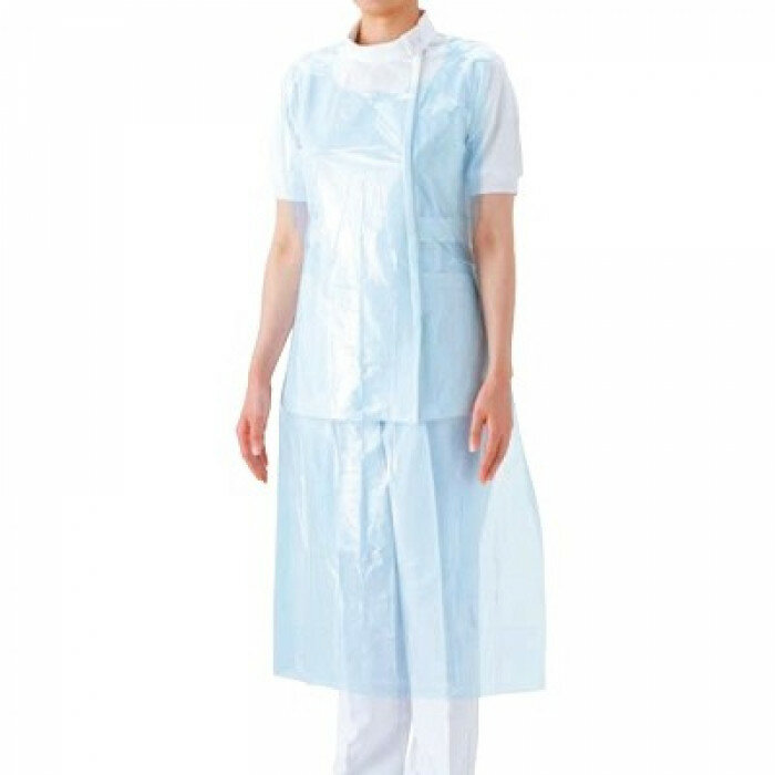 Фартук Saraya, полиэтиленовый, одноразовый, универсальный, голубой, 50шт