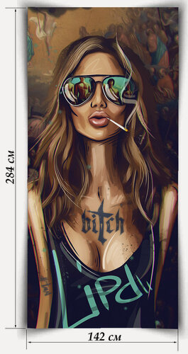 Изображение товара Мраморные обои Девушка, лист 142х284 см, 4,033 кв. м, толщина 2 мм, подходит для наружной и внутренней отделки, экологичный, состоит из натуральной мраморной кроошки