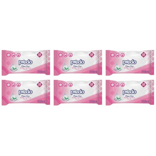 Predo Влажные салфетки Clean Care, 34 шт/уп, 6 уп