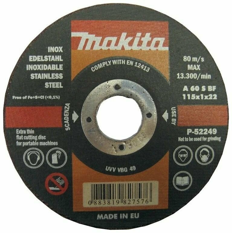 Диск отрезной Makita 115*1,0*22,23 для нержавеющей стали P-52249