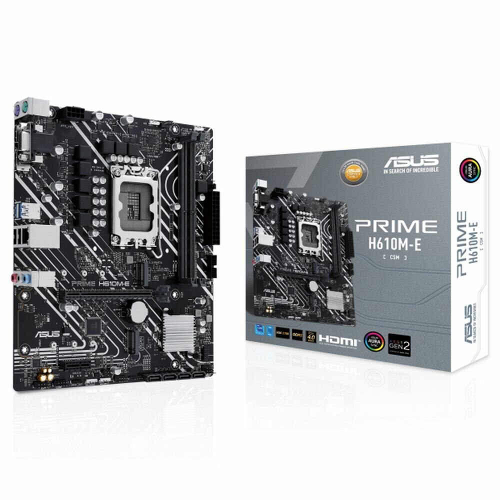 Материнская плата ASUS PRIME H610M-E-CSM, LGA1700, H610, 2*DDR5, DP+VGA + HDMI, SATA3, Audio, Gb LAN, USB 3.2, USB 2.0, COM*1 header (w/o cable), mATX ; 90MB1G10-M0EAYC