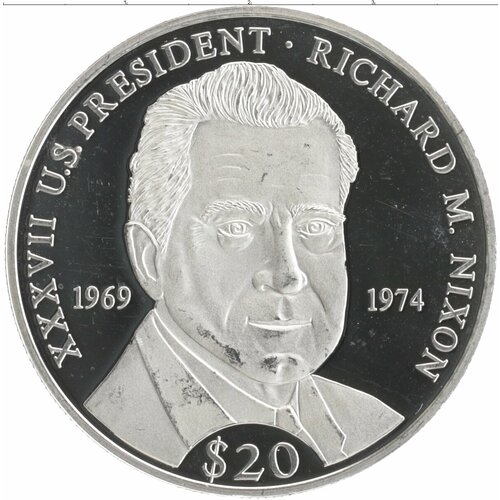 Клуб Нумизмат Монета 20 долларов Либерии 2000 года Серебро 37-й президент США Ричард М