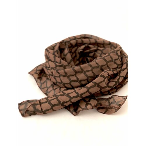 Шарф KIKKA MIA,150х70 см, коричневый, черный шикарный ассиметричный шарф