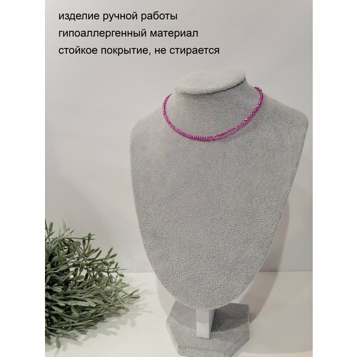 фото Чокер чокер гладкий, длина 35 см., фуксия, серебряный magictrinkets