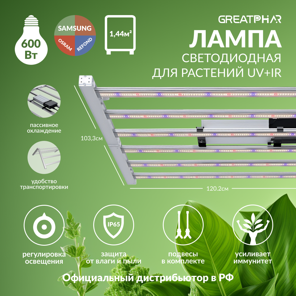 LED светильник GreatPhar LED DZ16 600 Вт UV+IR