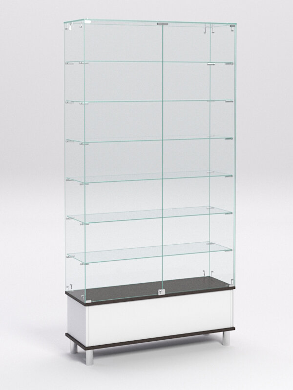 Витрина стеклянная "примавера подиум модерн" №35 (с дверками, задняя стенка - стекло), Дуб Сонома 90 x 30 x 180 см