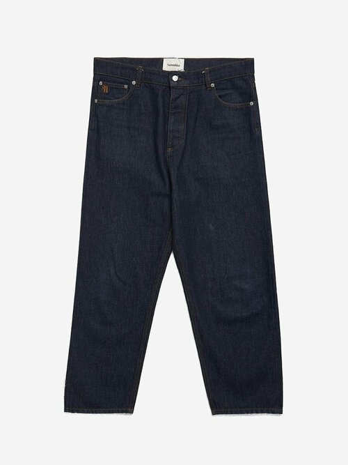 Dark Blue Buttoned Logo Enbroidered Cotton Jeans