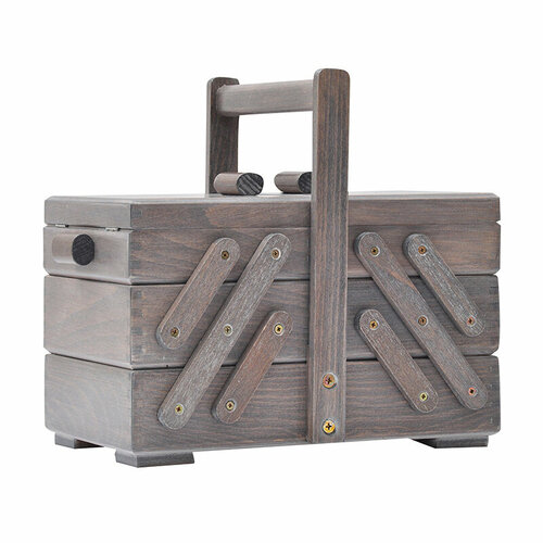 Шкатулка для рукоделия бук 3 этажа античный серый AUMUELLER 31/245/9