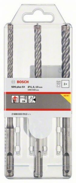 Набор Bosch из 3 ударных сверл SDS-plus-5X (2608833912)