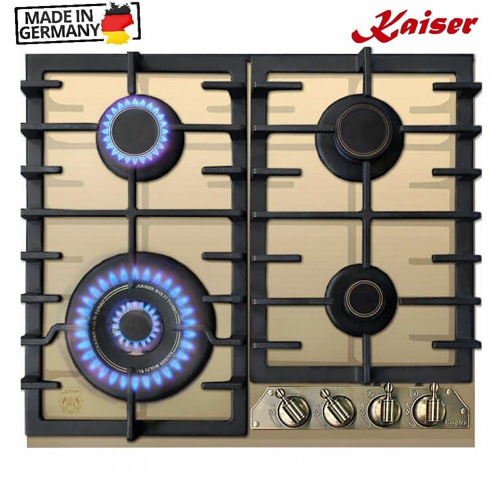 Газовая варочная панель 58х51 см Kaiser Empire KCG 6335 ElfEm Turbo бежевая