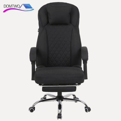 Изображение товара Кресло компьютерное тканьевое руководителя с подножкой на прорезиненных колесах