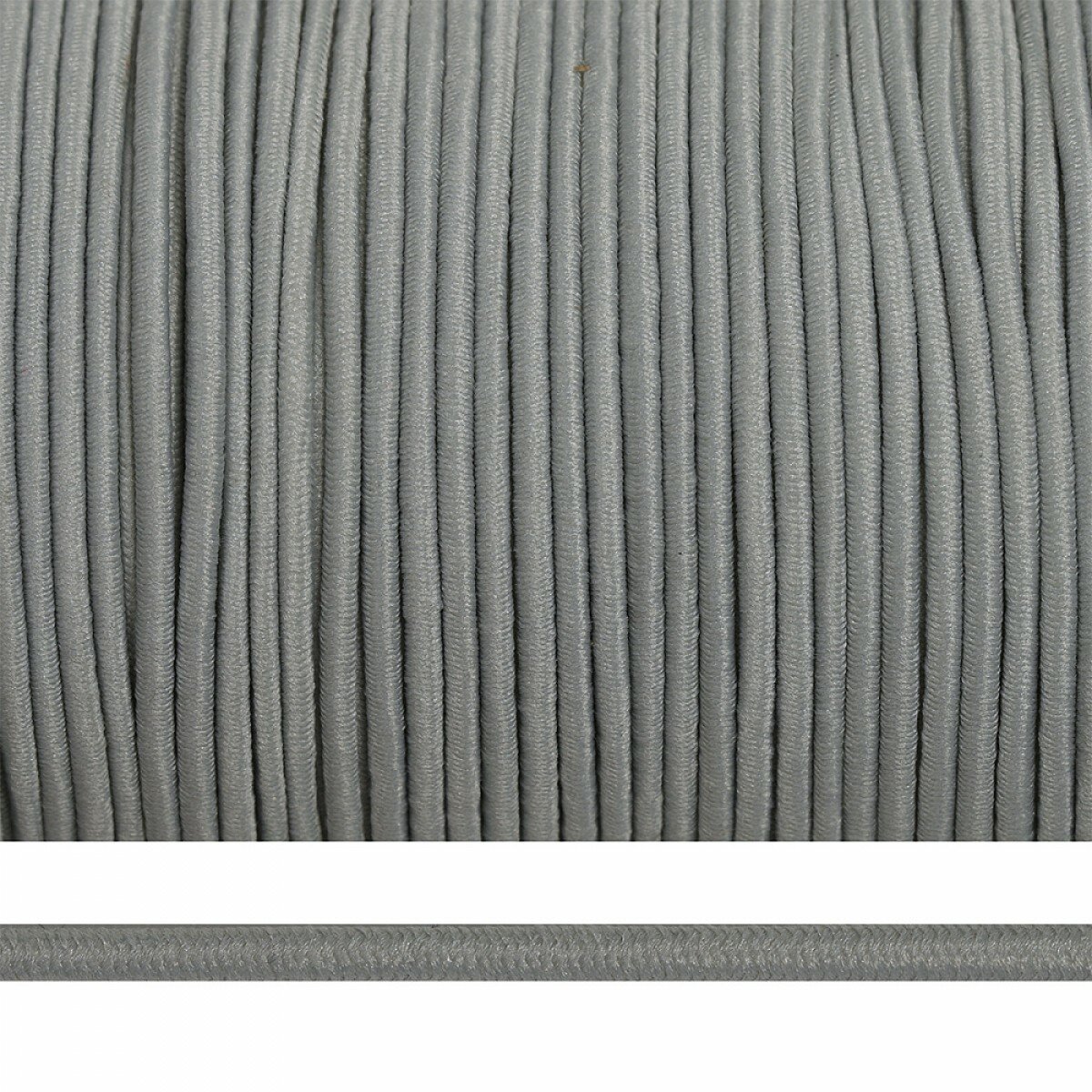 Резинка TBY шляпная (шнур круглый) цв. F310 св. серый 2мм боб.100м