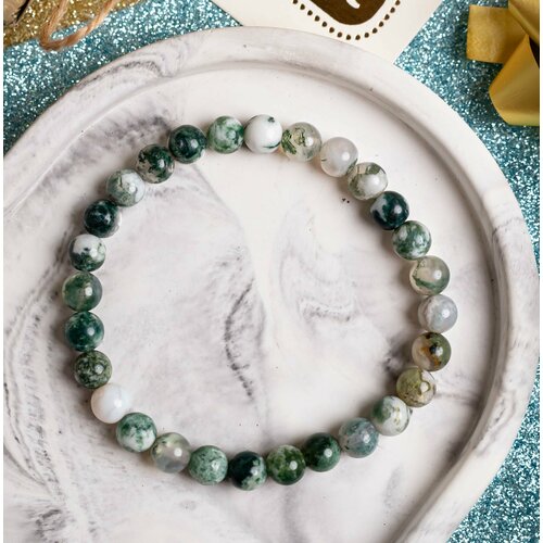 Браслет-нить, агат, 1 шт., размер 18 см., размер one size, зеленый