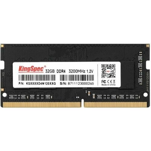 Модуль памяти SODIMM DDR4 32GB KINGSPEC KS3200D4N12032G 3200MHz PC4-25600 260-pin 1.35В RTL модуль памяти ddr4 8gb hikvision hked4082cab1g4zb1 8g pc4 25600 3200mhz cl18 1 35v