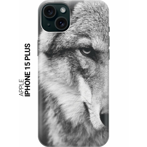 Силиконовый чехол на Apple iPhone 15 Plus / Эпл Айфон 15 Плюс с рисунком Спокойный волк чехол книжка на apple iphone 15 plus эпл айфон 15 плюс с рисунком спокойный волк черный