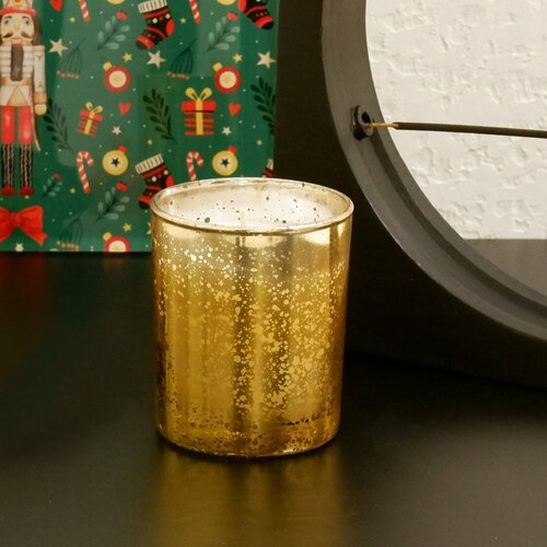 Свеча ароматическая с ароматом Цветок бессмертника в стеклянном стакане цвет золото