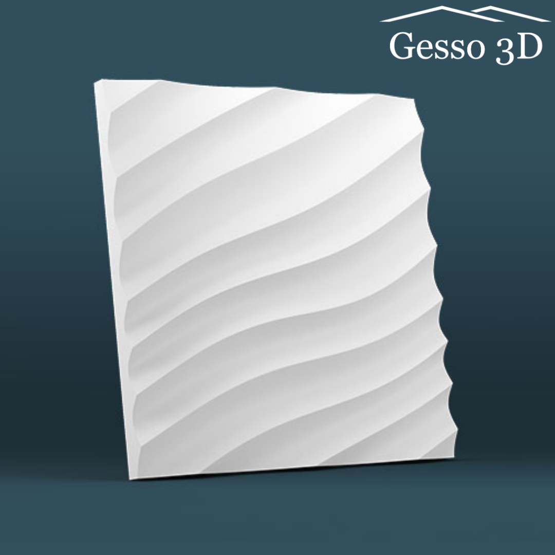 Гипсовая панель Gesso 3D "Волна диагональная мелкая" 500x500x25 мм, Упаковка 20 шт, 5 м2
