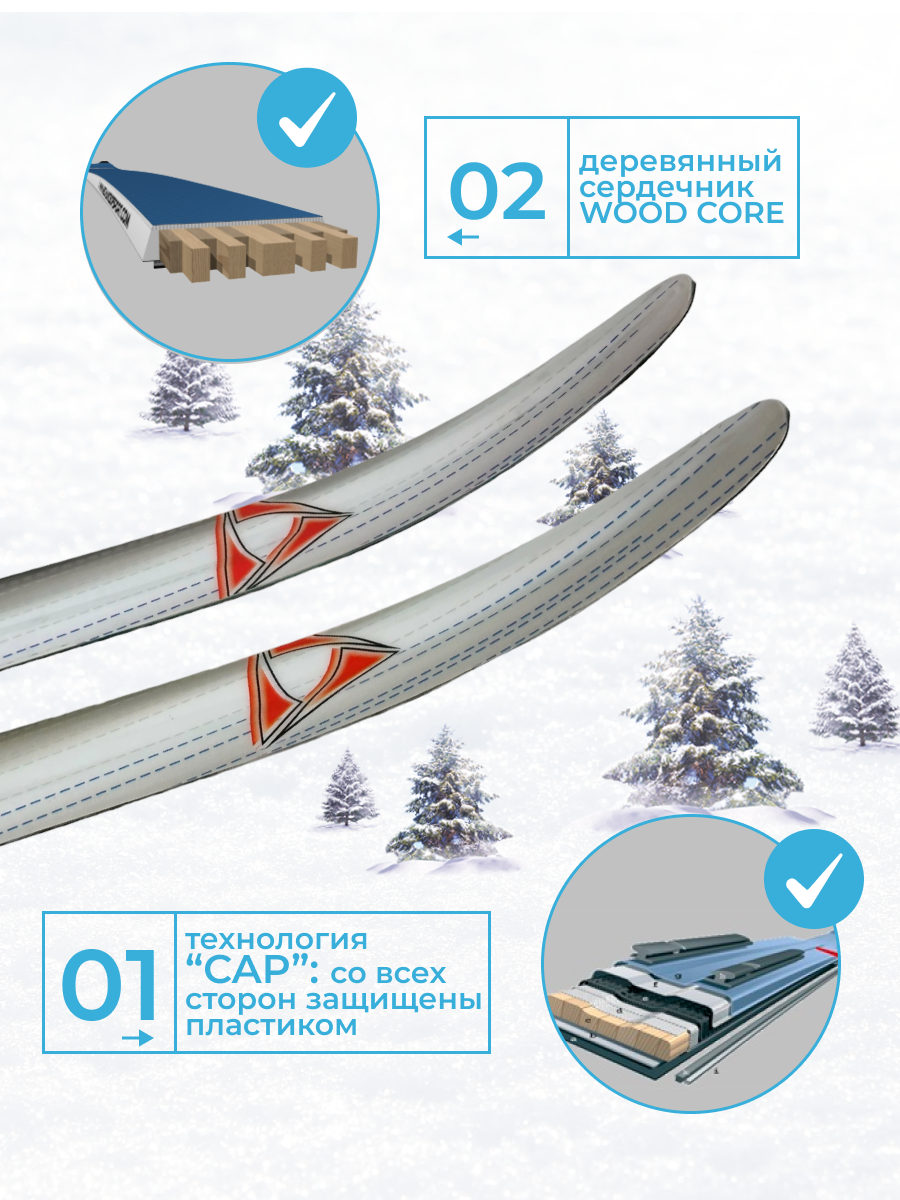 Лыжный комплект беговые STC Snowway, 45-45-45, 190см, без крепления [28257298] - фото №5