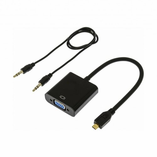 Переходник (адаптер) VGA-MicroHDMI/3.5 мм, 0.2 м, черный переходник адаптер ugreen hdmi microhdmi 20134 0 22 м 1 шт черный