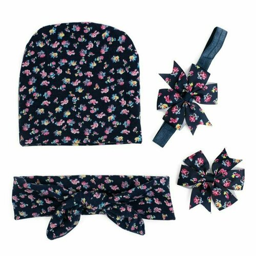 Комплект аксессуаров для девочек арт. 192720; разм. Синий; цвет шапкаповязка -2ШТ. заколка один размер