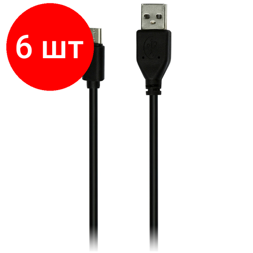 Комплект 6 шт, Кабель Smartbuy iK-3112, USB2.0 (A) - Type C, 2A output, 1м, белый, черный mm кабель aux jack 3 5mm type c smartbuy черный ik 3112 35