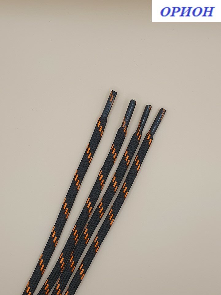 Шнурки орион 180см треккинговые черно-оранжевый