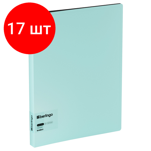 Комплект 17 шт, Папка с 40 вкладышами Berlingo Instinct, 24мм, 700мкм, с внутр. карманом, аквамарин папка файловая 40 вкладышей berlingo instinct а4 пластик 24мм 700мкм аквамарин db4 40510