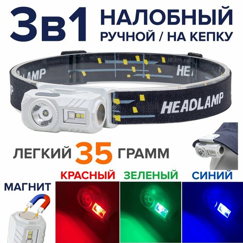 фонарь светодиодный 25 type 10w spot light 1 led дальний 9 30v 5 5 6см 3в1 мультифонарь, налобный+ручной сенсорный светодиодный фонарь с магнитом, фонарик на козырек кепки, включение по взмаху