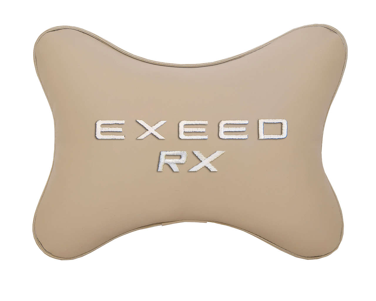 Подушка на подголовник экокожа Beige с логотипом автомобиля EXEED RX