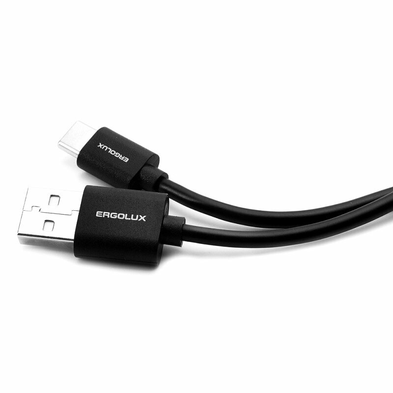 Кабель USB-Type C, ERGOLUX ELX-CDC02P-C02, 2 А, 1 м, черный, пакет. — фото 5