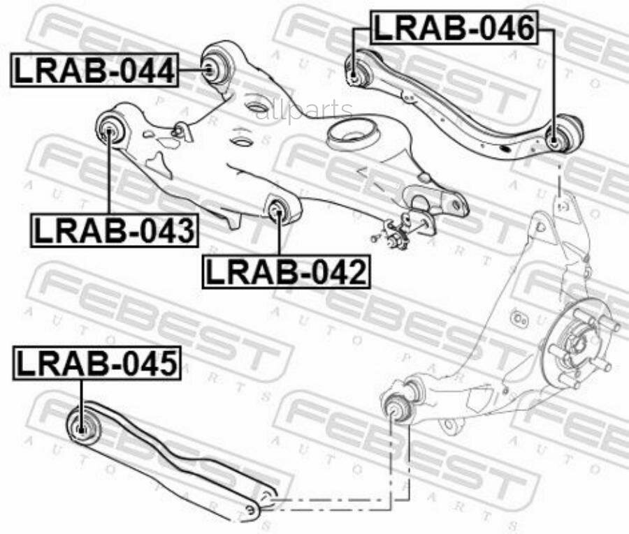 FEBEST LRAB-043 Сайлентблок заднего нижнего рычага LAND ROVER RR Sport II 2014-> FEBEST LRAB-043