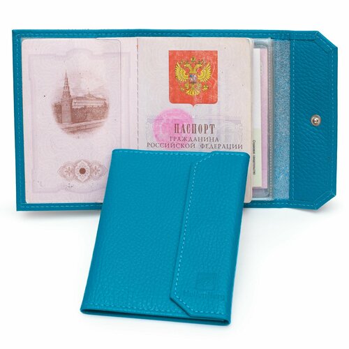 Обложка для паспорта HellenBerg, голубой, синий